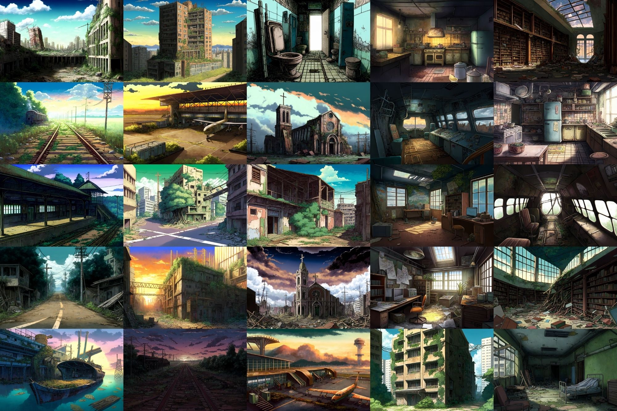 【アニメ映画風の廃墟系背景】著作権フリーの高解像度画像（100枚） サンプル4ページ目