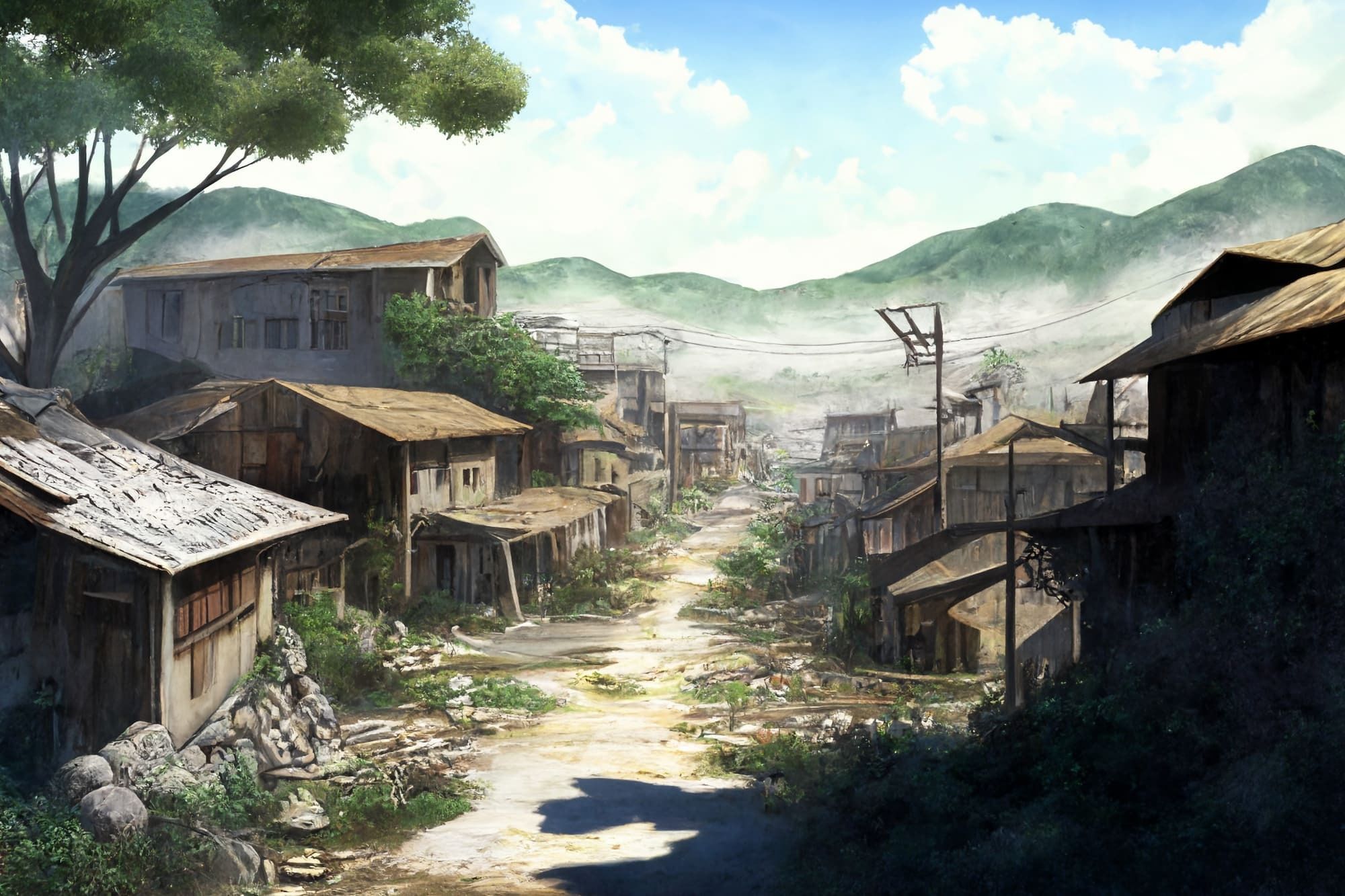 【アニメ映画風の廃墟系背景】著作権フリーの高解像度画像（100枚） サンプル9ページ目