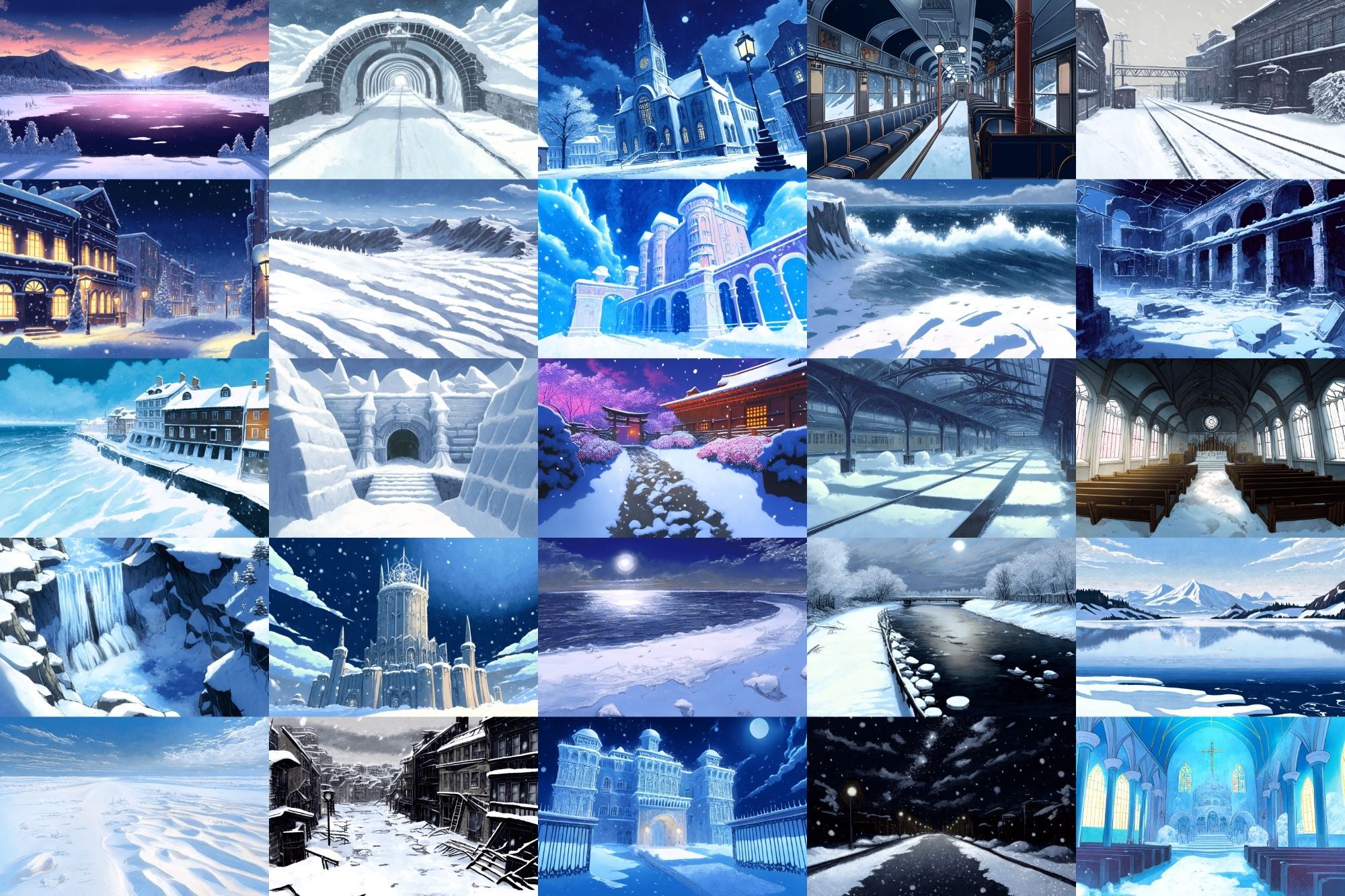 【アニメ映画風の雪国系の背景】著作権フリーの高解像度画像（100枚） サンプル1ページ目