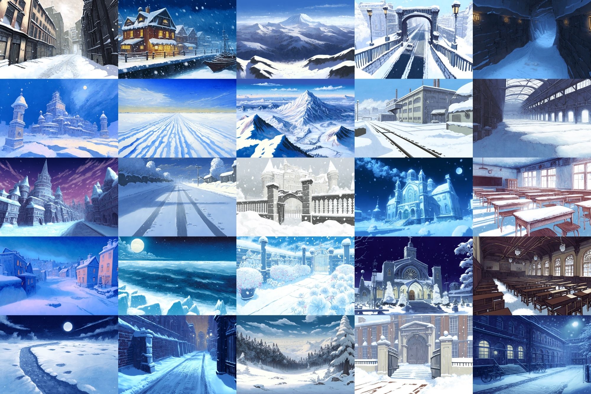 【アニメ映画風の雪国系の背景】著作権フリーの高解像度画像（100枚） サンプル2ページ目