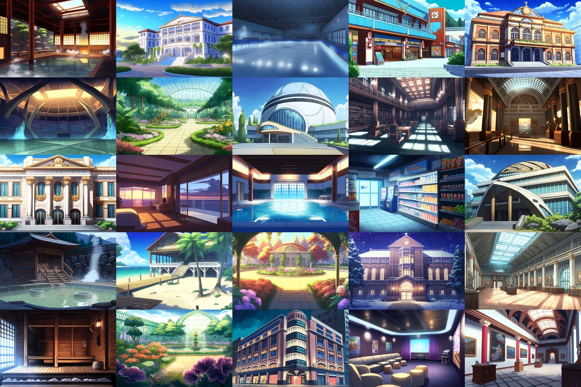 【商業娯楽系施設のイラスト背景】著作権フリーの高解像度画像（100枚） サンプル3ページ目