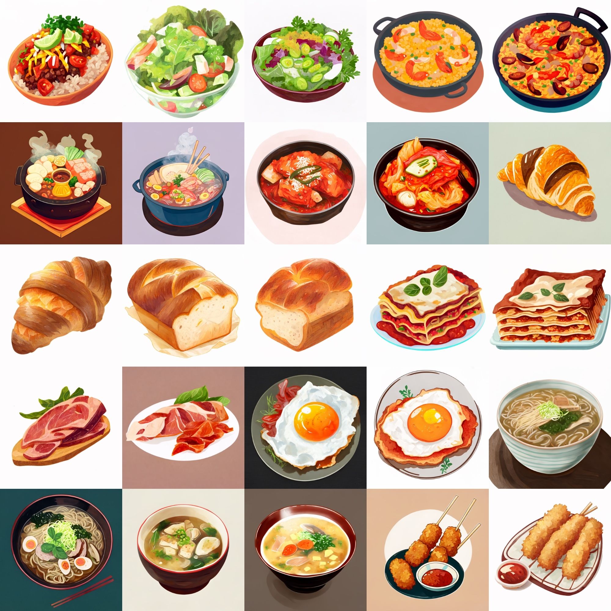 【色々な食べ物のイラスト】著作権フリーの高解像度画像（100枚） サンプル3ページ目
