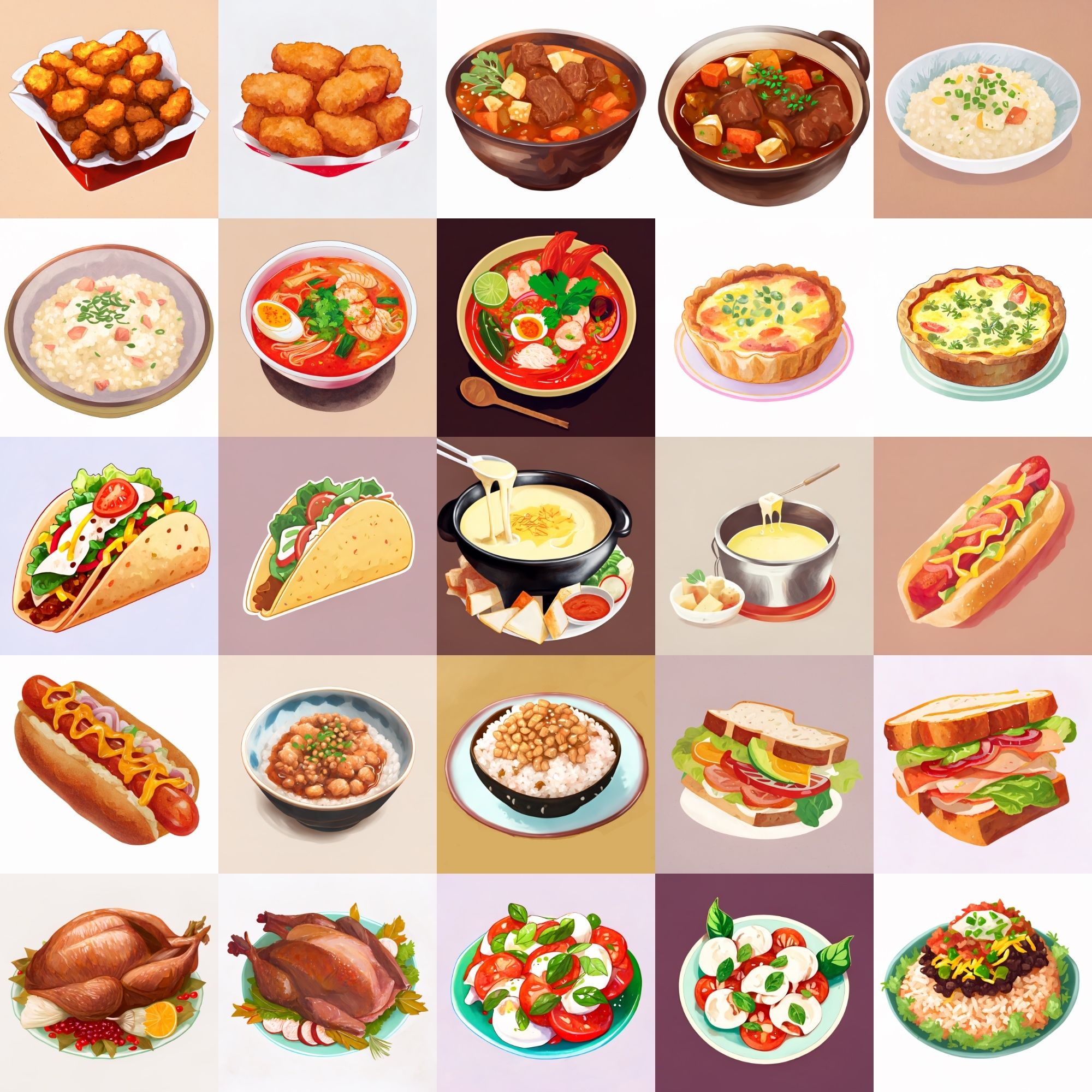 【色々な食べ物のイラスト】著作権フリーの高解像度画像（100枚） サンプル4ページ目