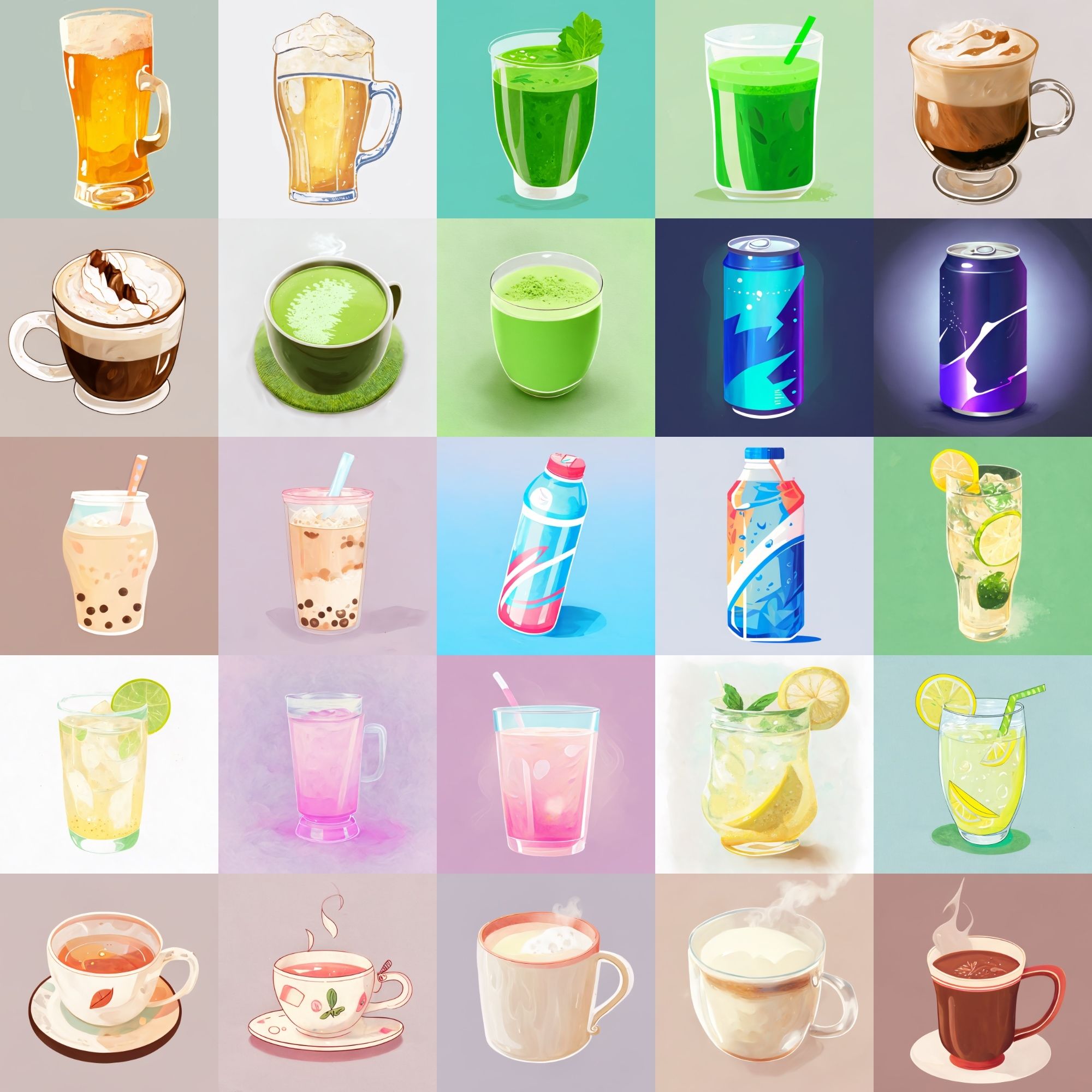 【色々な飲み物のイラスト】著作権フリーの高解像度画像（100枚） サンプル2ページ目