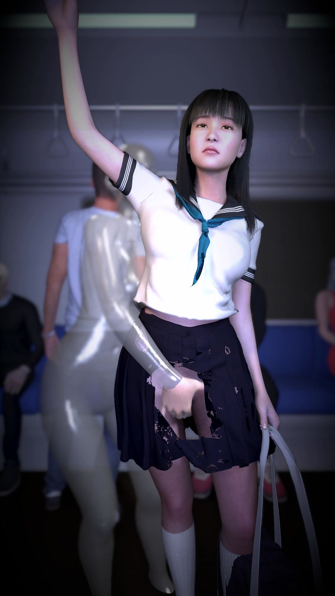 黒髪セーラー服と透明人間〜電車内でいたずらし放題〜 サンプル9ページ目