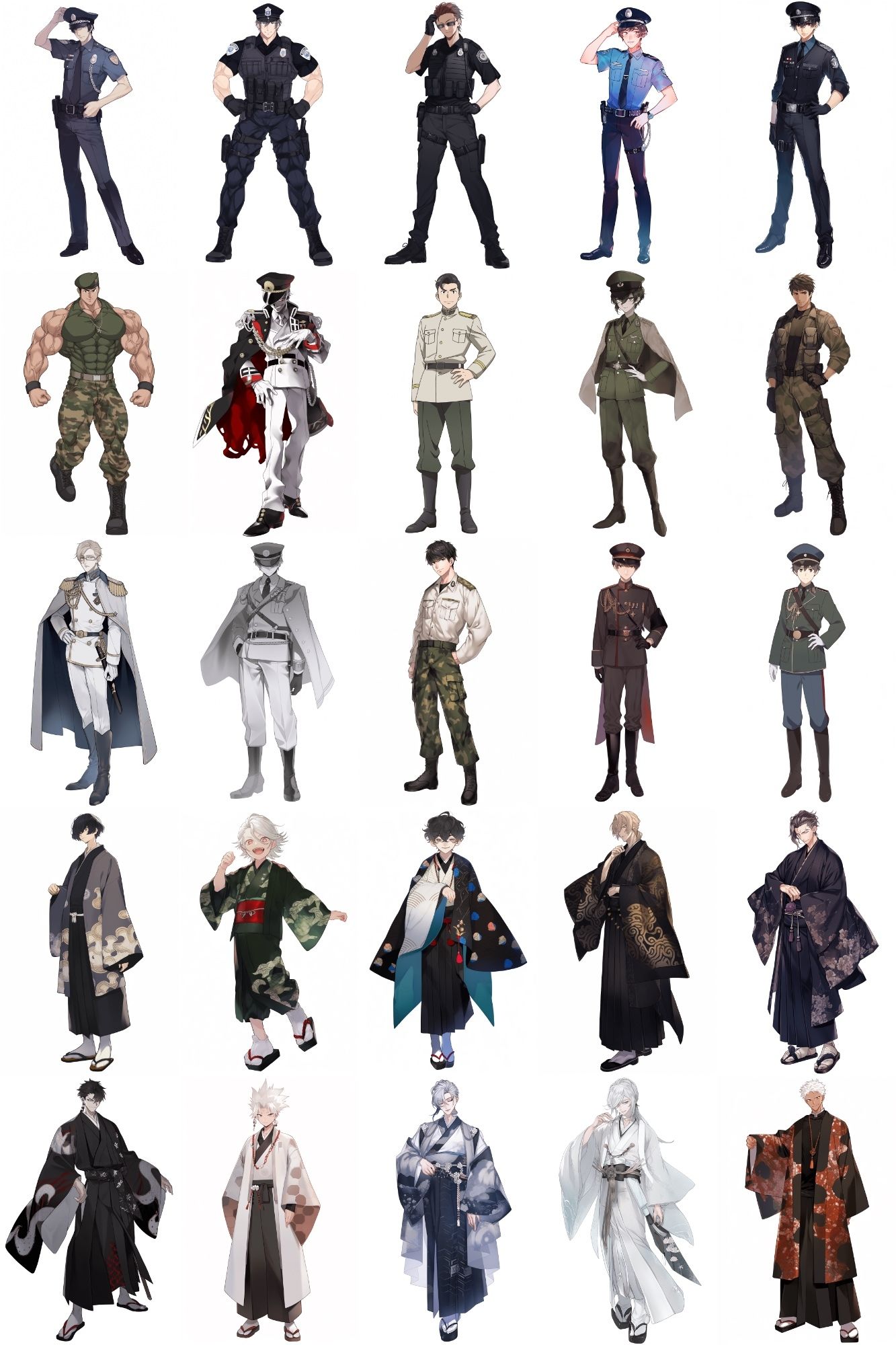 【男キャラ全身立ち絵ジョブ別5】著作権フリーの高解像度素材（100枚） サンプル3ページ目