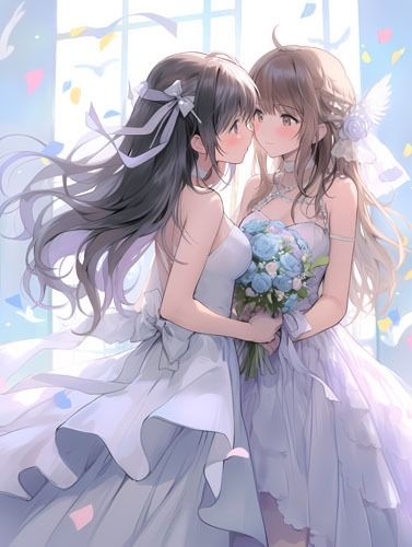 ウエディングドレス美少女セット11（百合3） サンプル1ページ目
