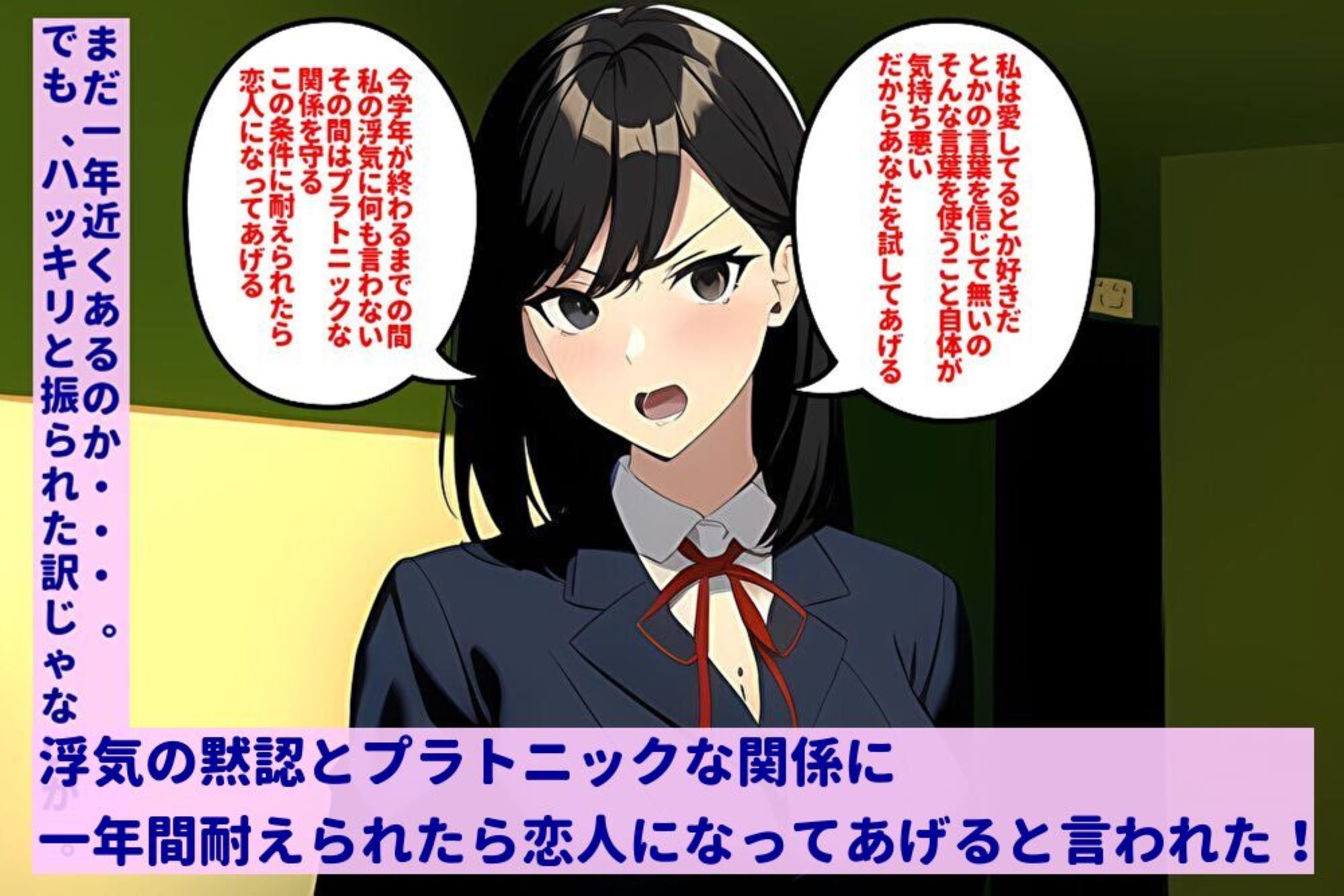 巨乳な学校一のビッチに一目惚れして告白したら、浮気の黙認とプラトニックな関係に一年間耐えられたら恋人になってあげると言われた話 サンプル5ページ目