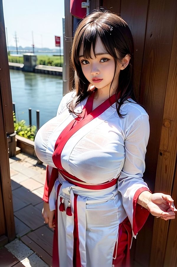 爆乳えっちな巫女さんと雨宿り サンプル6ページ目