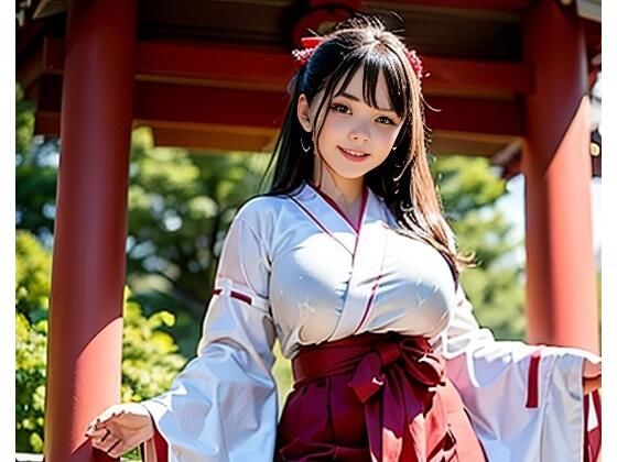 爆乳えっちな巫女さんと雨宿り