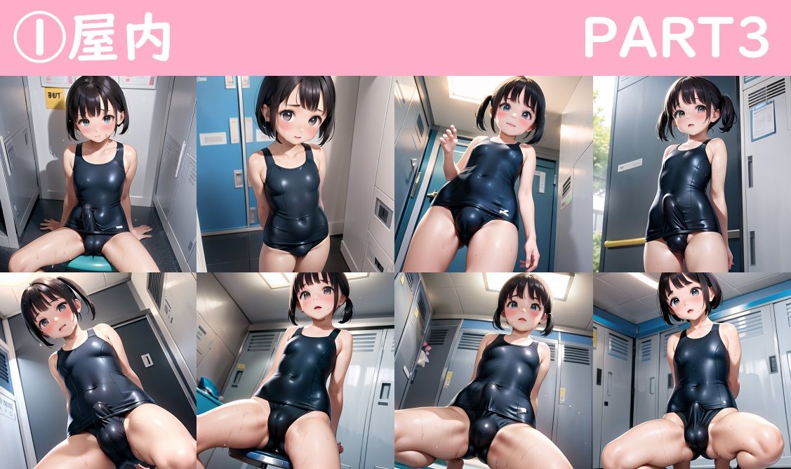 スク水を着た男の娘達のおちんちんもっこり画像集 サンプル4ページ目
