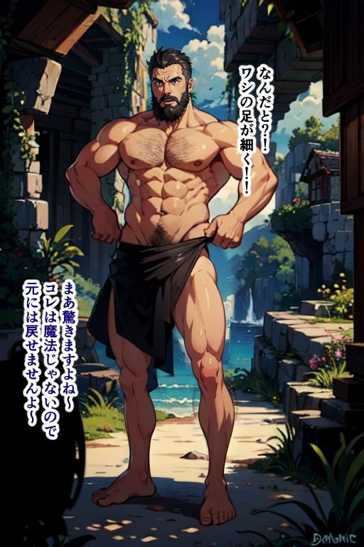 山賊の頭が女体化させられ受付嬢に、さらに娼婦にさせられる サンプル2ページ目