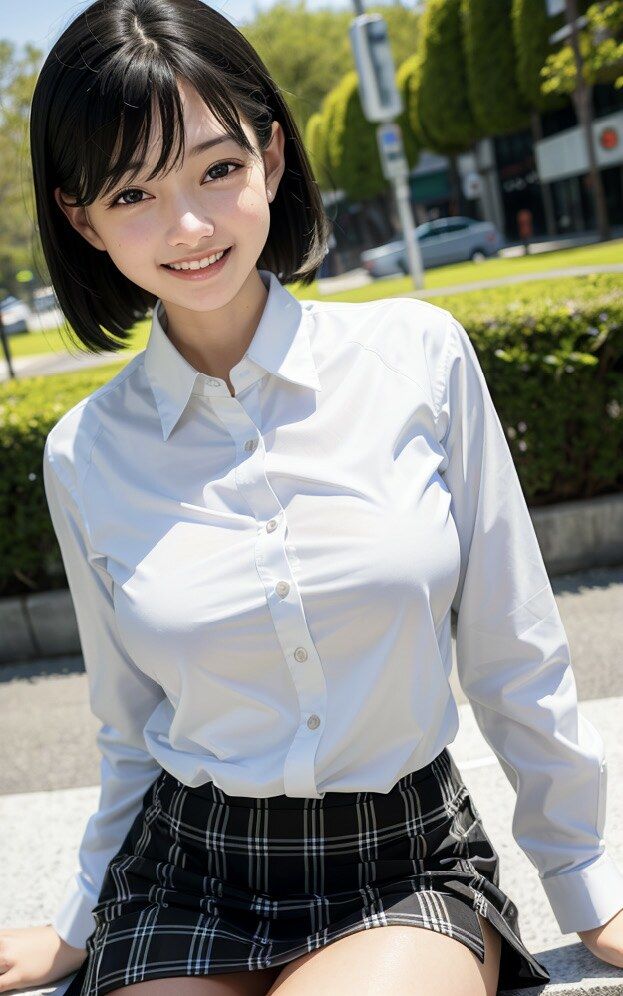 外で脱がされちゃう女子校生たちのヌード写真集【AI妄想グラビア写真集】 サンプル2ページ目