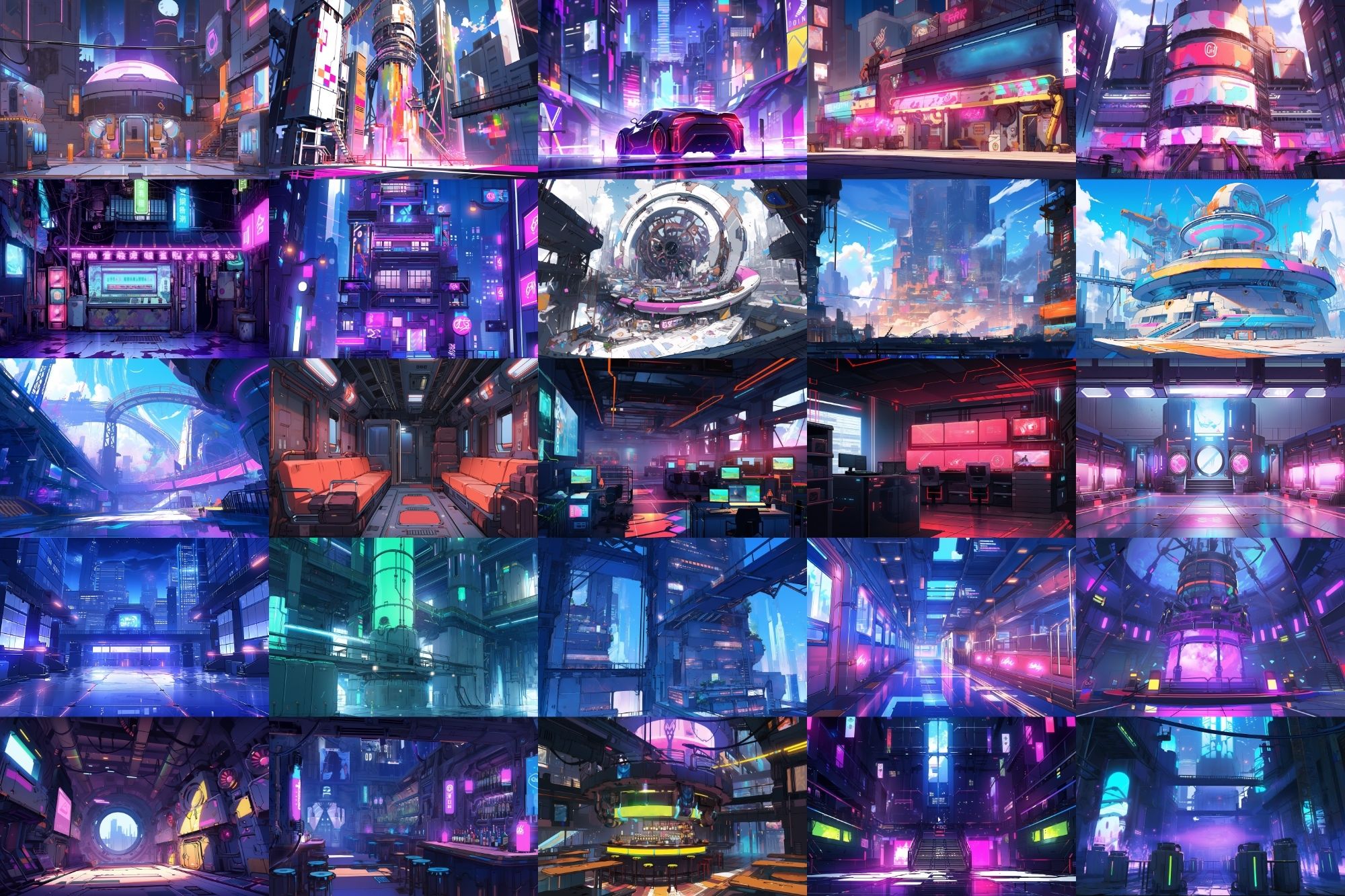 【繊細芸術的サイバーパンク背景】著作権フリーの高解像度画像（100枚） サンプル3ページ目