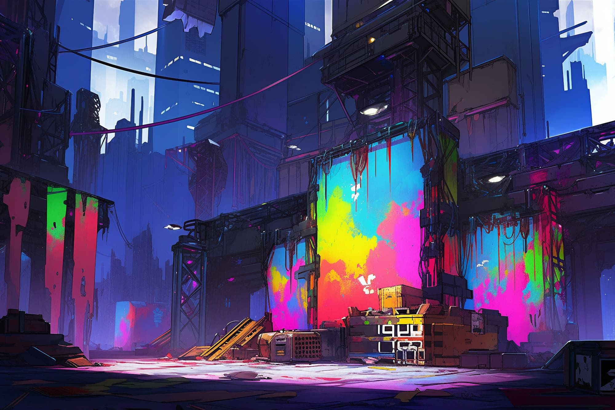 【繊細芸術的サイバーパンク背景】著作権フリーの高解像度画像（100枚） サンプル6ページ目