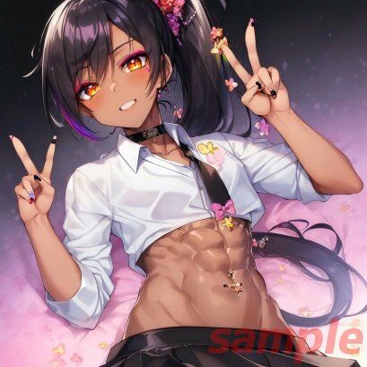 黒ギャル男の娘のイラスト集 サンプル5ページ目