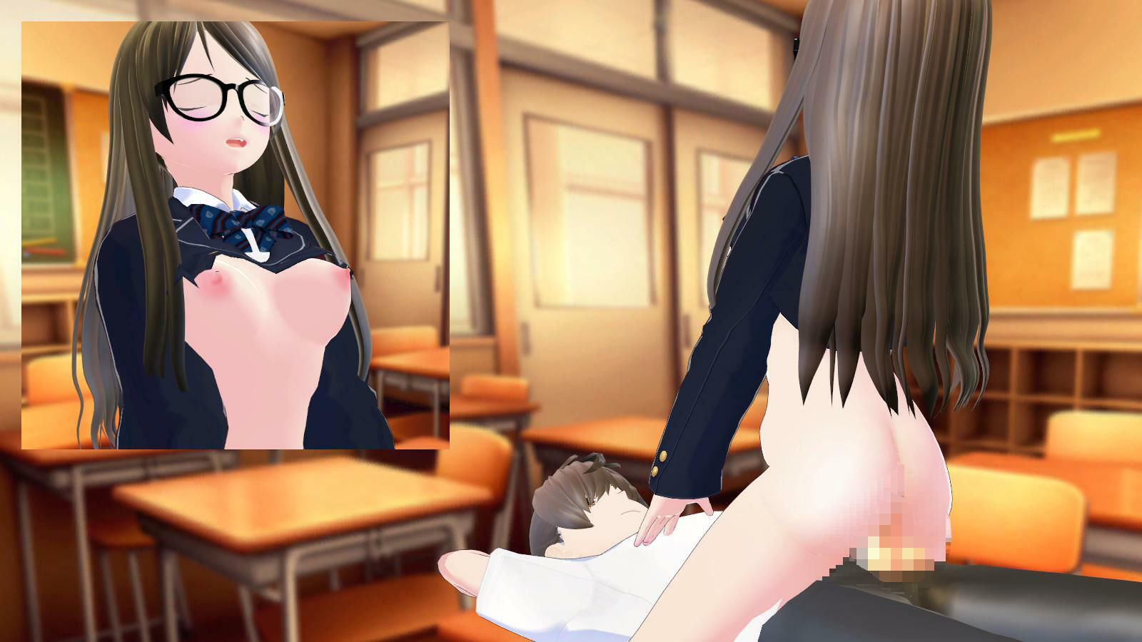 放課後の教室で着衣セックス配信するメガネ女子！ サンプル8ページ目