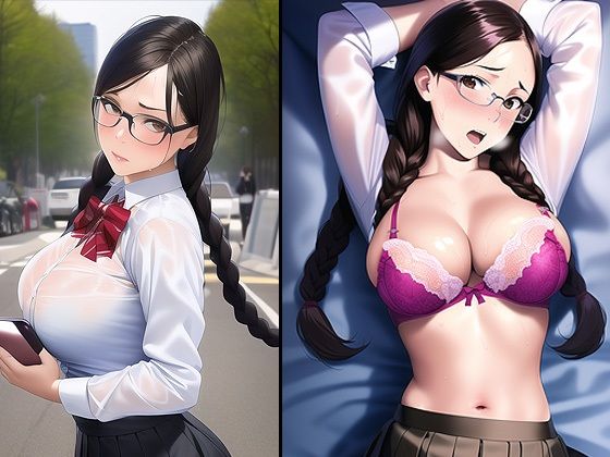 おさげの巨乳制服女子とイチャラブデートからの着衣ガチハメ中出し性交 サンプル2ページ目
