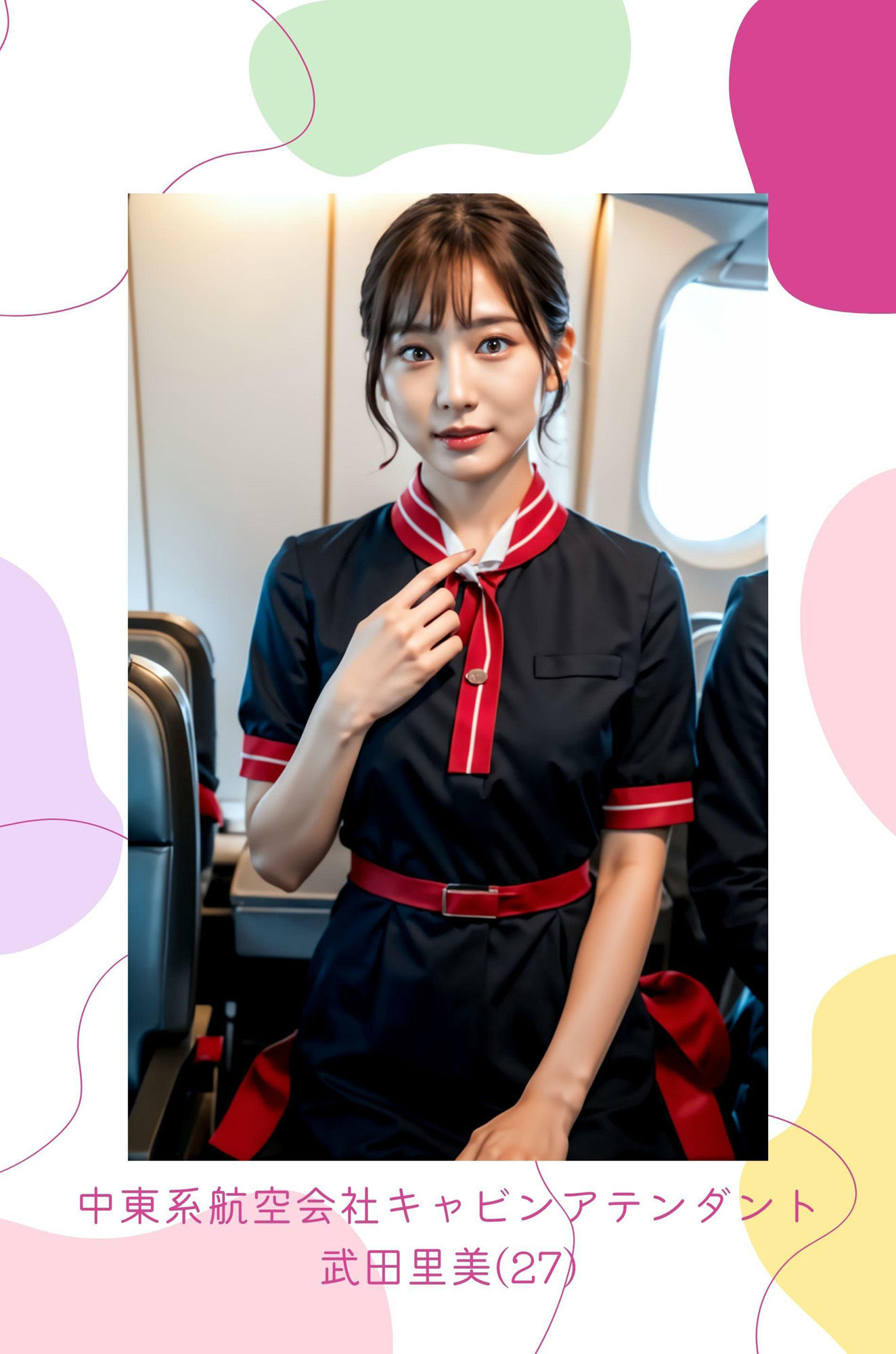 8人のキャビンアテンダント、着衣の羞恥 CA 私だってムラムラするんだから 妄想AI美女イラスト集vol.4 制服 おっぱい 満載 サンプル4ページ目