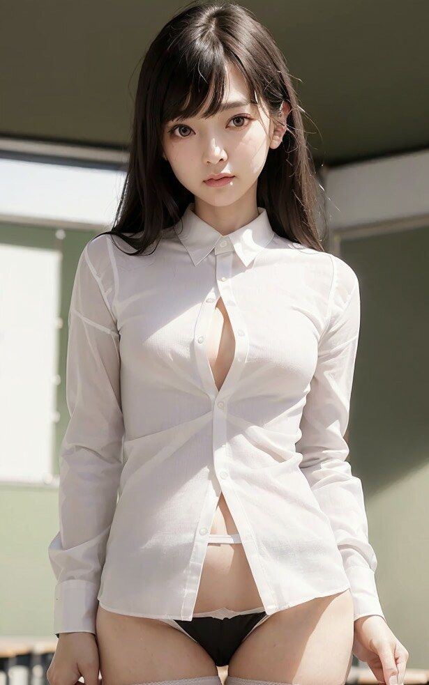 教室で徐々に脱がされていく制服美女のヌード写真集 その2【AI妄想写真集】 サンプル2ページ目