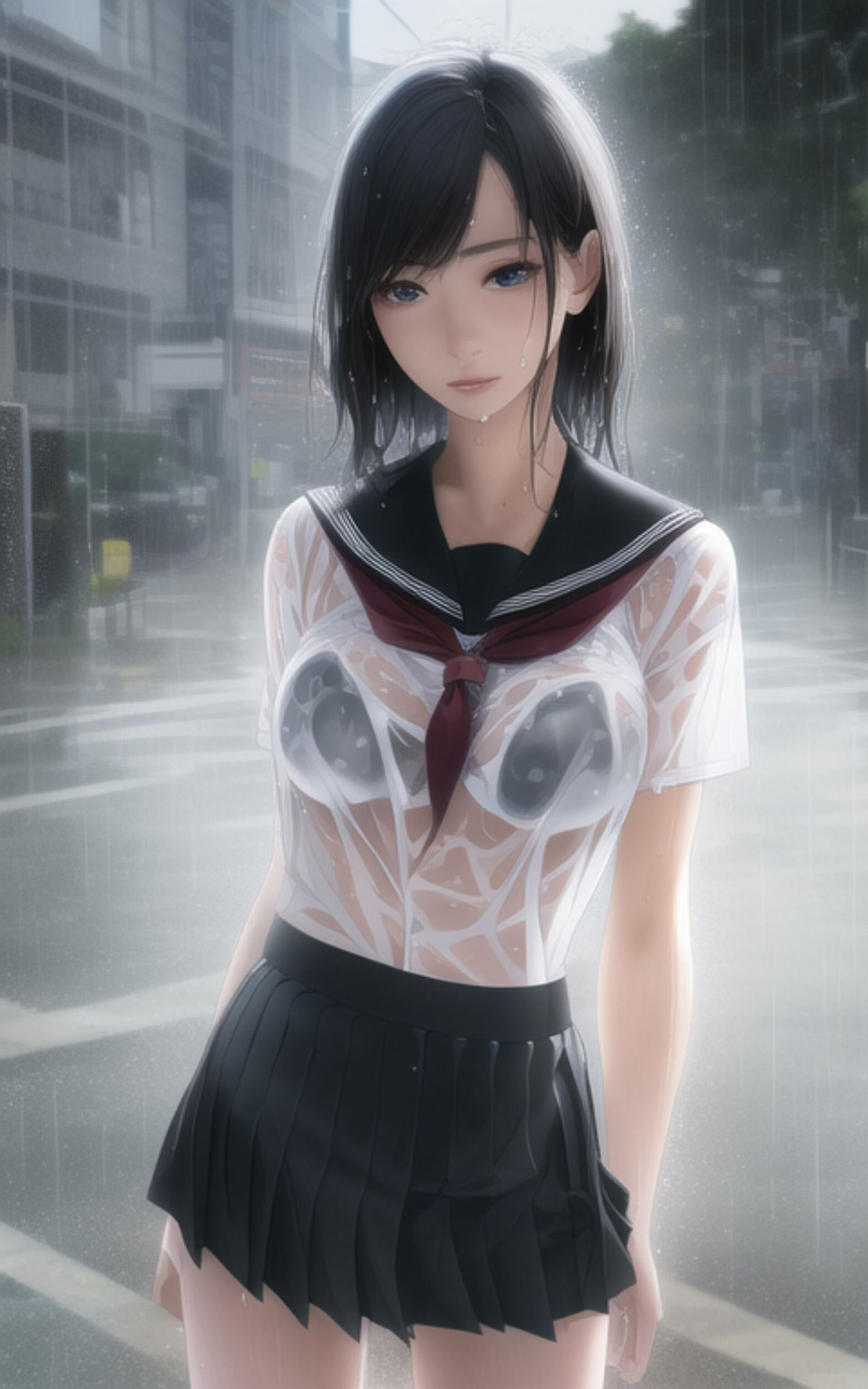 AI Fetich Album ＃10 びしょ濡れJK【AIグラビア写真集】 サンプル1ページ目