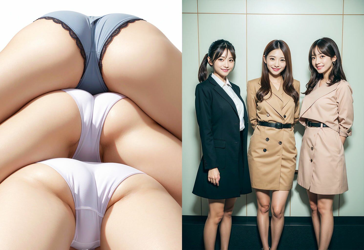 〜りあるおまんこさんど〜いつも一緒にいる噂の仲良しOL女子社員達の下着姿… サンプル1ページ目