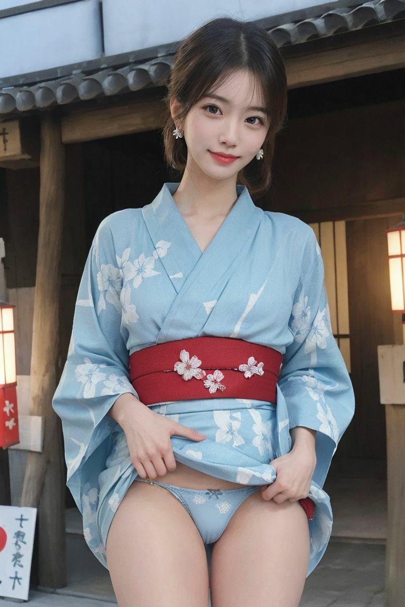 浴衣めくってくれますか？〜町中で露出する美女たち サンプル2ページ目