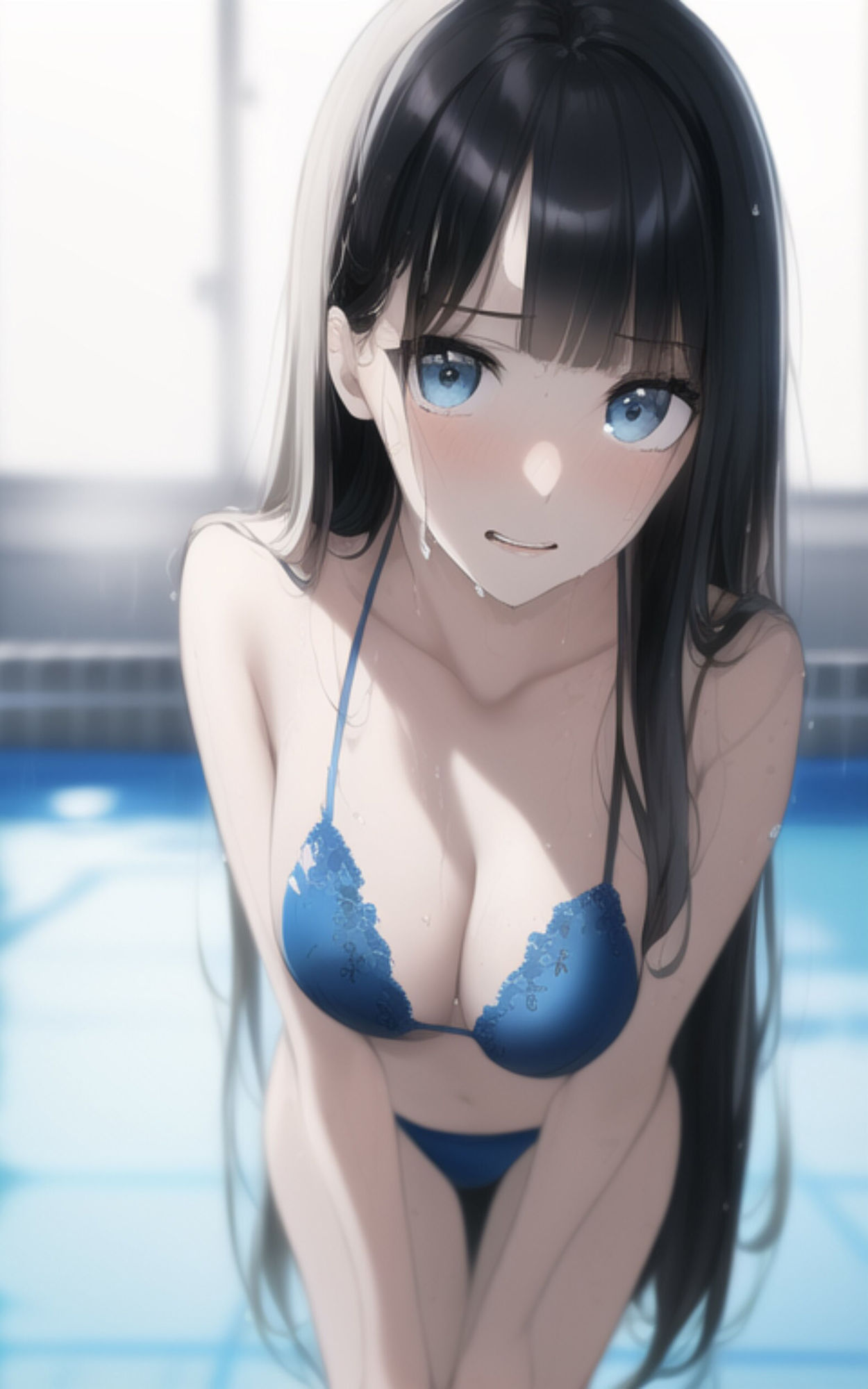 久しぶりに会った巨乳美女にセクシーなビキニを着せて、プールでデートする。 サンプル3ページ目
