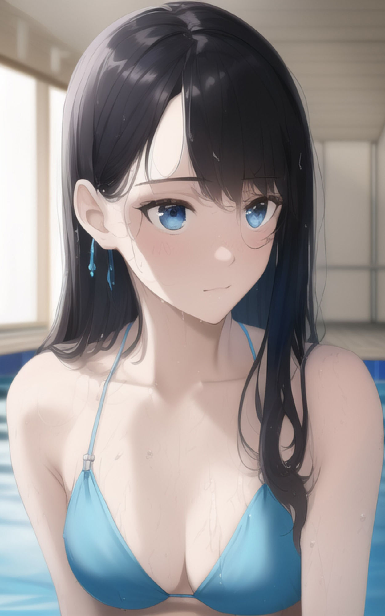 久しぶりに会った巨乳美女にセクシーなビキニを着せて、プールでデートする。 サンプル5ページ目