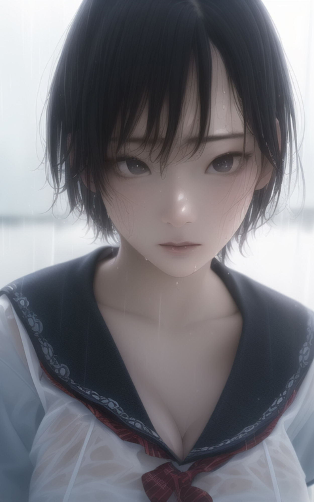 雨に濡れてしまった女子◯生の姿を楽しむ写真集 サンプル2ページ目