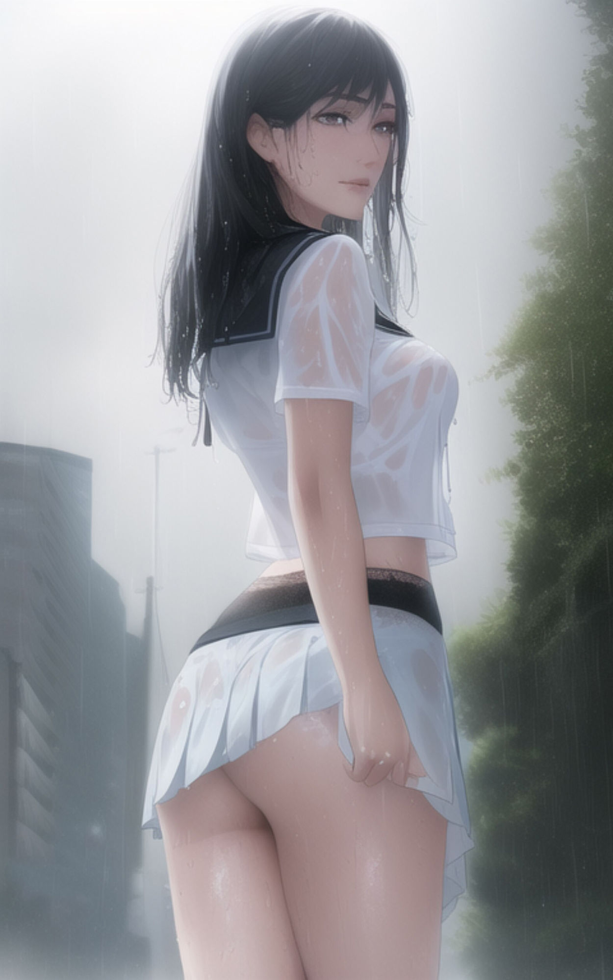 雨に濡れてしまった女子◯生の姿を楽しむ写真集 サンプル5ページ目