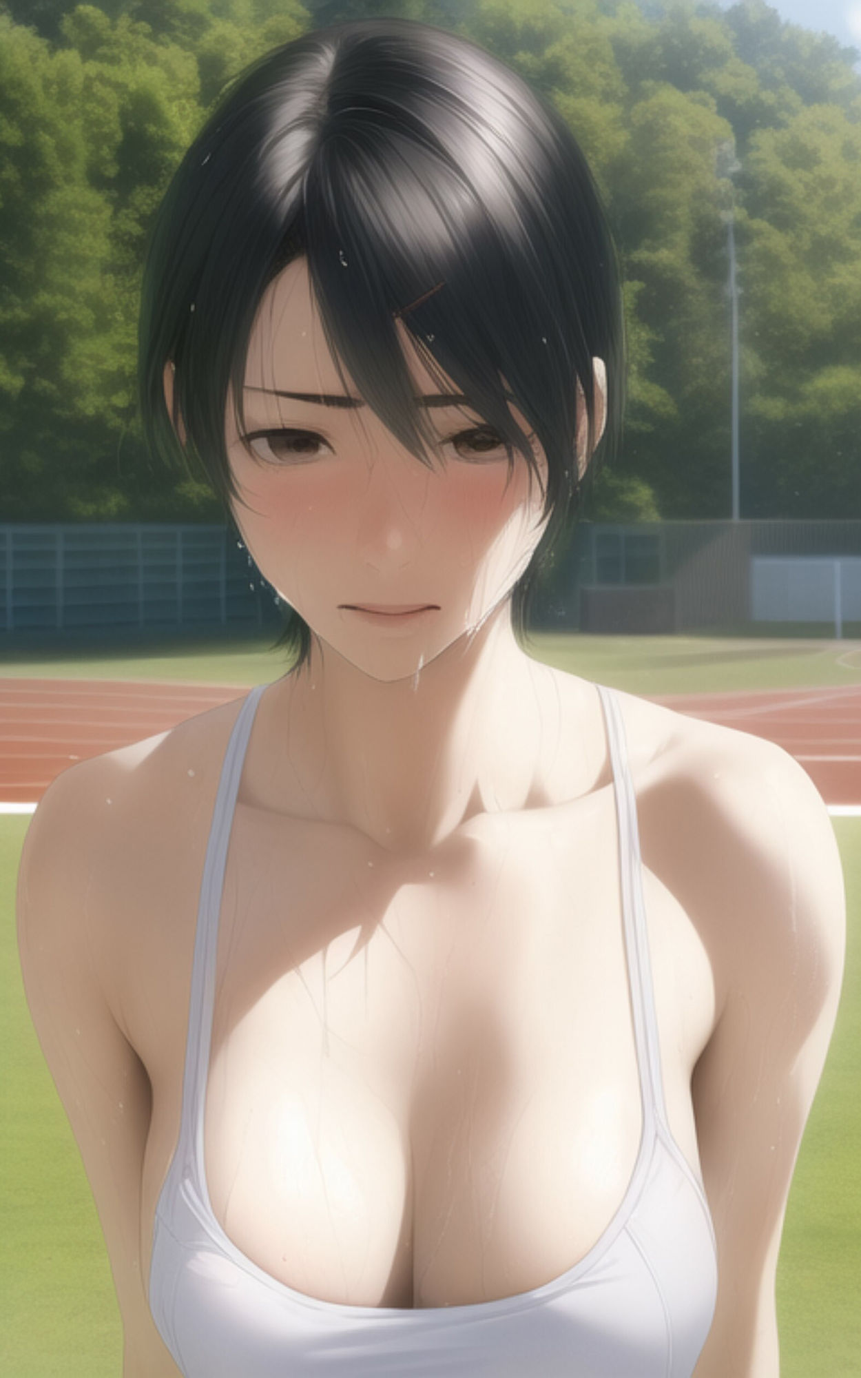 汗だくな巨乳女子校生のピチピチな運動着を見つめるエッチな写真集 サンプル4ページ目