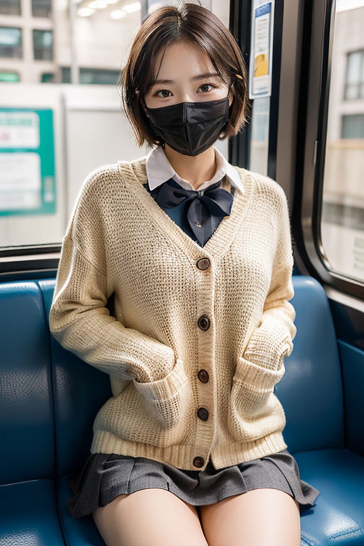 【スマホ用】電車の向かい席13〜マスクのおんなのこ〜 サンプル1ページ目
