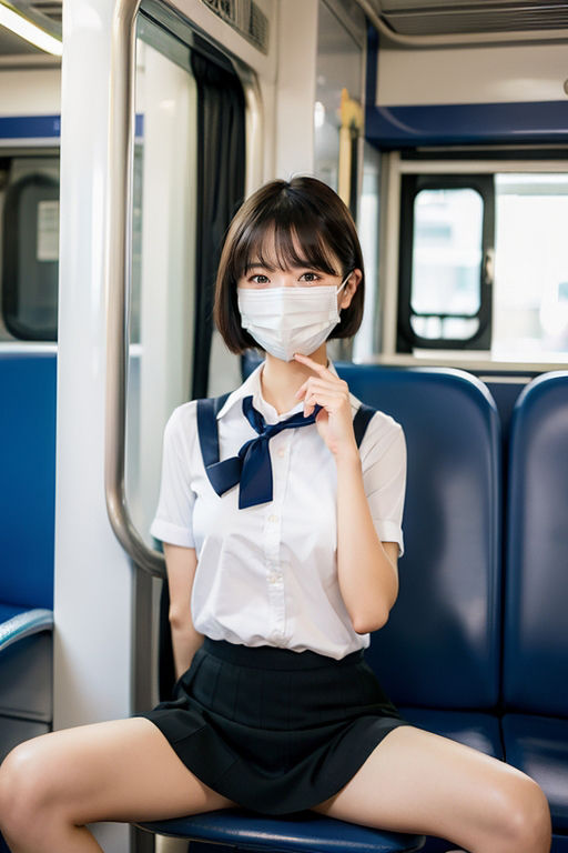 【スマホ用】電車の向かい席13〜マスクのおんなのこ〜 サンプル2ページ目