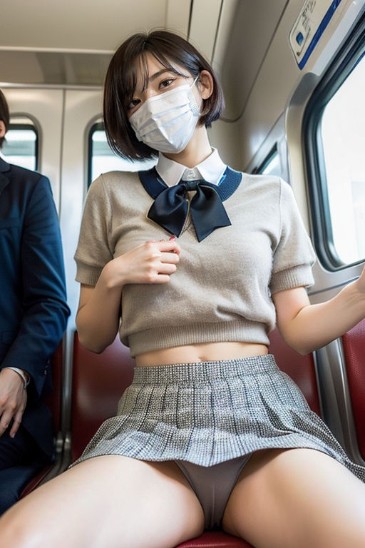 【スマホ用】電車の向かい席13〜マスクのおんなのこ〜 サンプル3ページ目