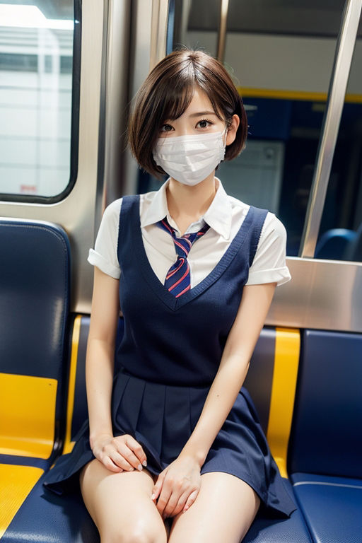 【スマホ用】電車の向かい席13〜マスクのおんなのこ〜 サンプル4ページ目