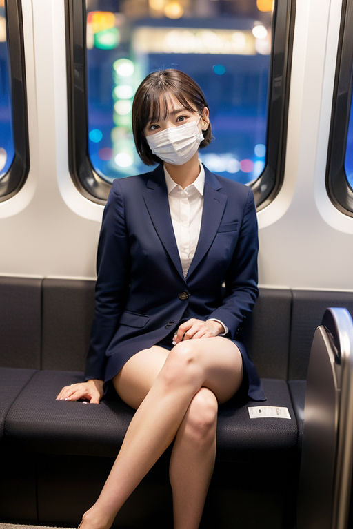 【スマホ用】電車の向かい席14〜終電〜マスクのおんなのこ〜 サンプル3ページ目