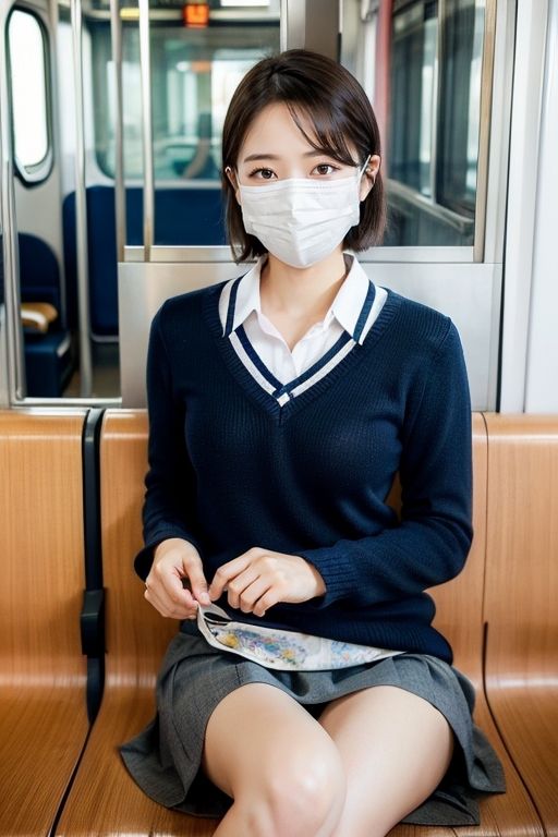 【スマホ用】電車の向かい席〜マスクのおんなのこ〜SIDEストーリー サンプル4ページ目