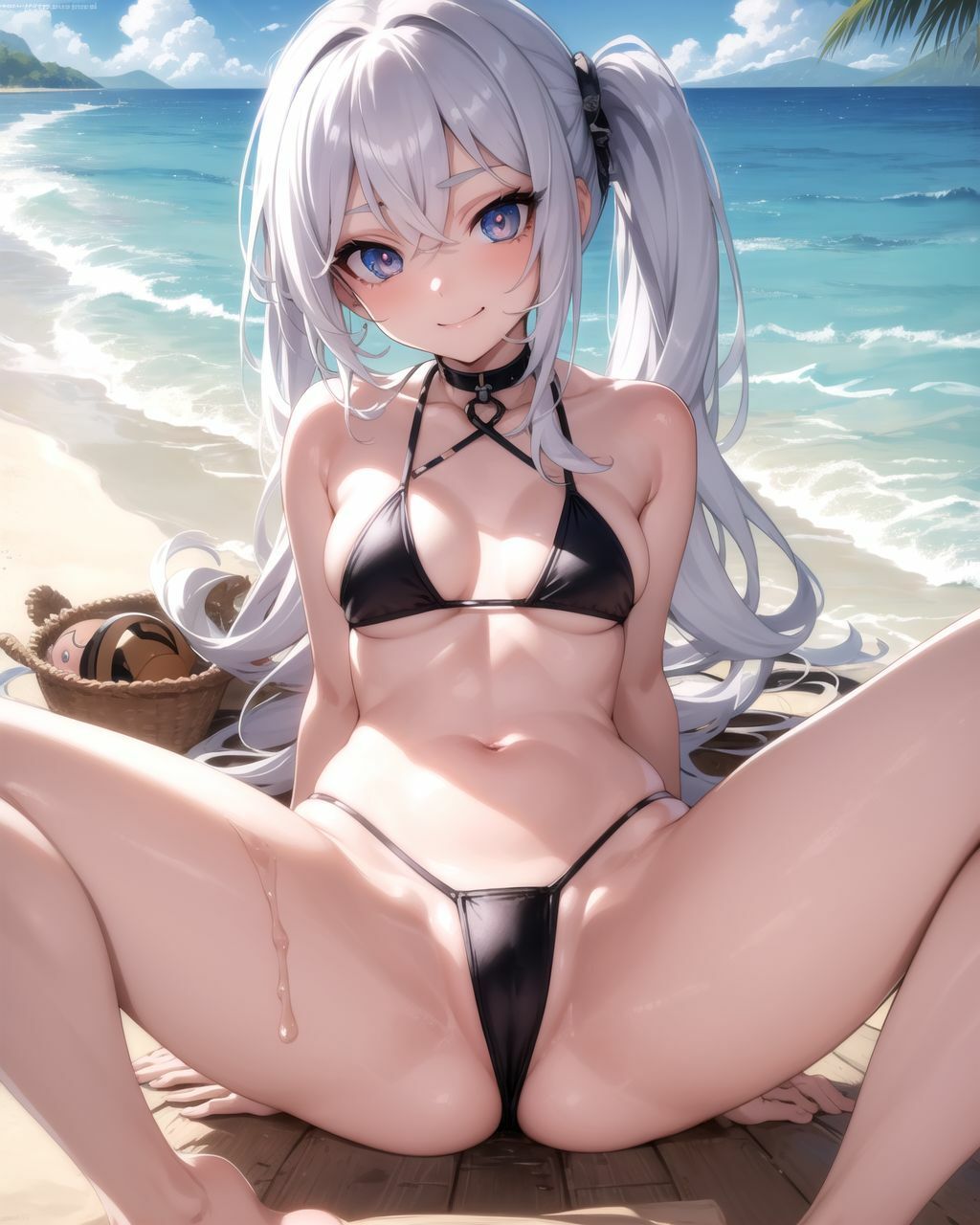 砂浜で遊んでるビキニの女の子がお股を広げて誘惑してきたから中出しさせてもらいました サンプル3ページ目