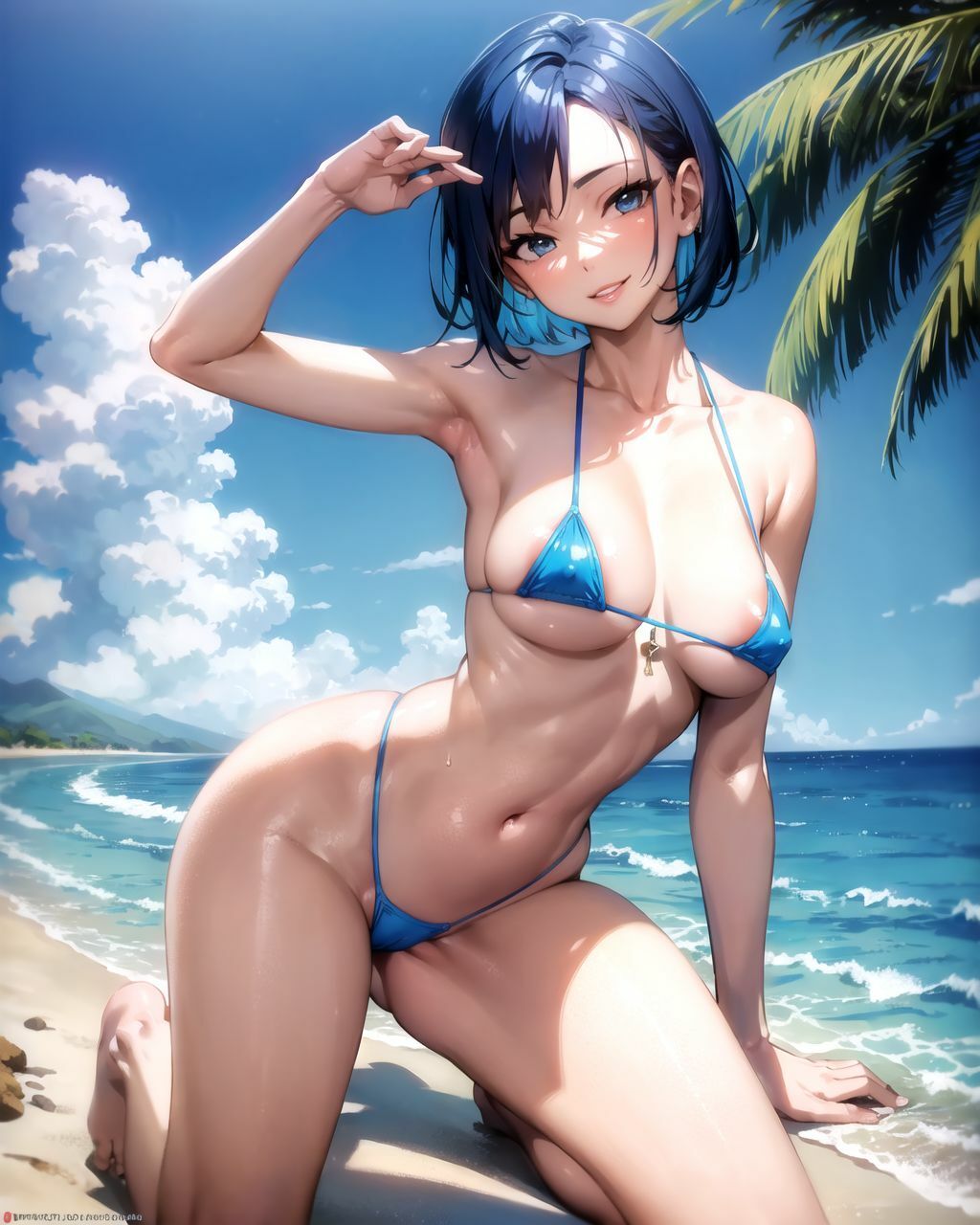 砂浜で遊んでるビキニの女の子がお股を広げて誘惑してきたから中出しさせてもらいました サンプル9ページ目
