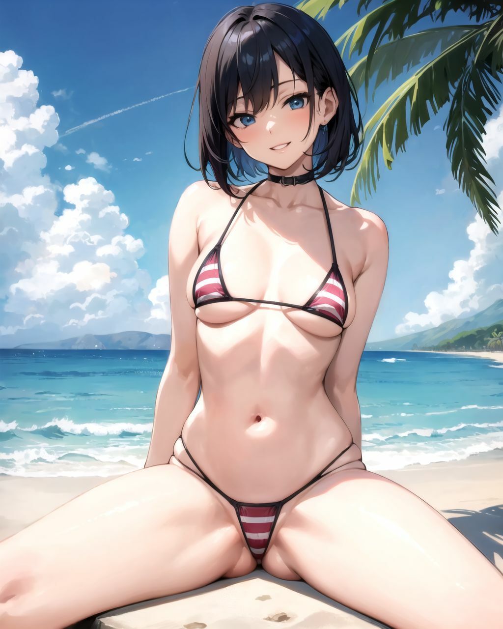 砂浜で遊んでるビキニの女の子がお股を広げて誘惑してきたから中出しさせてもらいました サンプル10ページ目