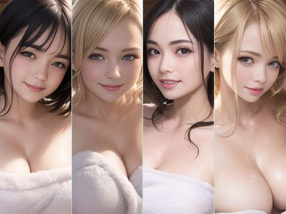 水蒸気越しの巨乳美女たち サンプル1ページ目