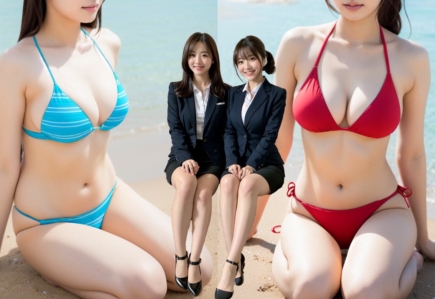 【お友達の水着姿】いつも一緒に働いているOL女子社員たちのプライベート サンプル1ページ目