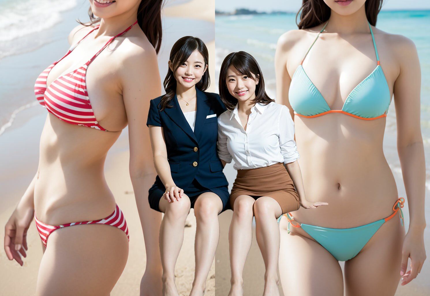 【お友達の水着姿】いつも一緒に働いているOL女子社員たちのプライベート サンプル4ページ目