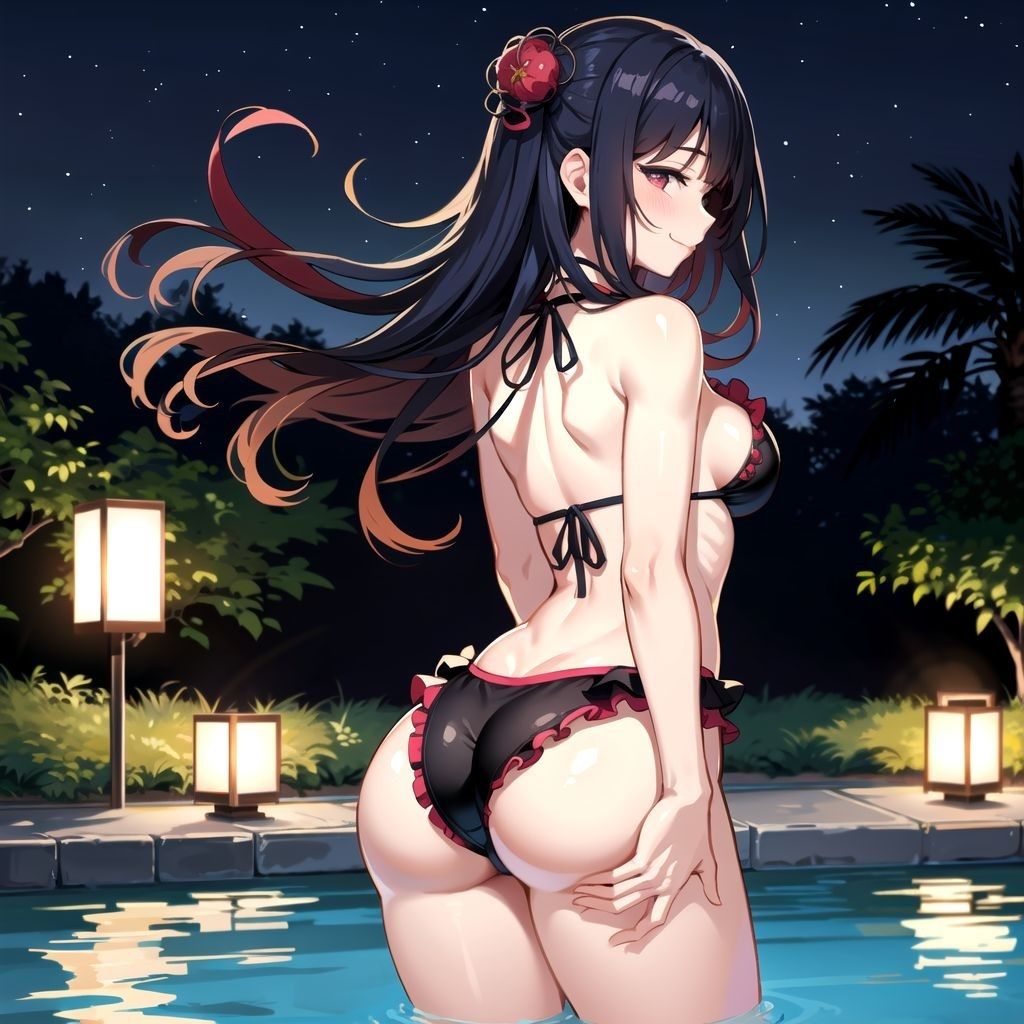 ナイトプールで美女の尻を眺めてたら股を広げて誘惑してきた【CG集】 サンプル1ページ目