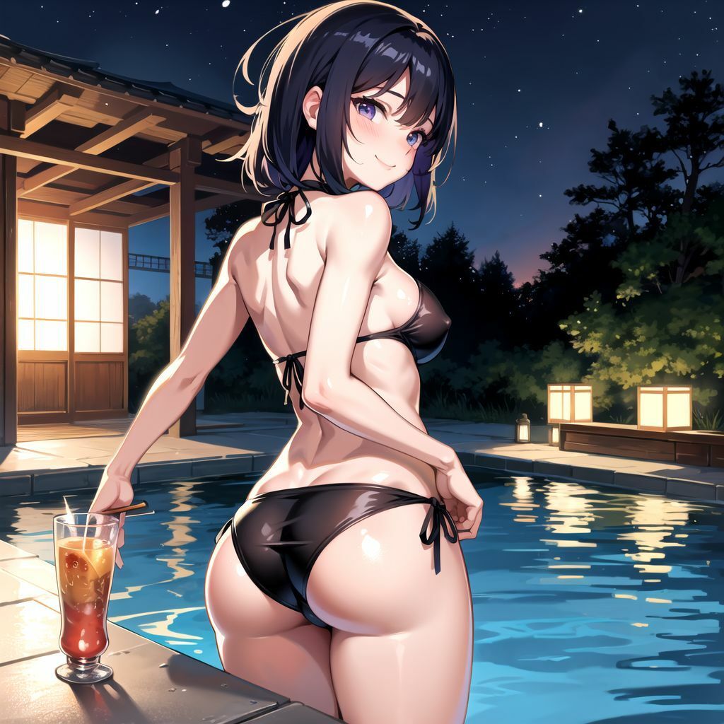 ナイトプールで美女の尻を眺めてたら股を広げて誘惑してきた【CG集】 サンプル2ページ目