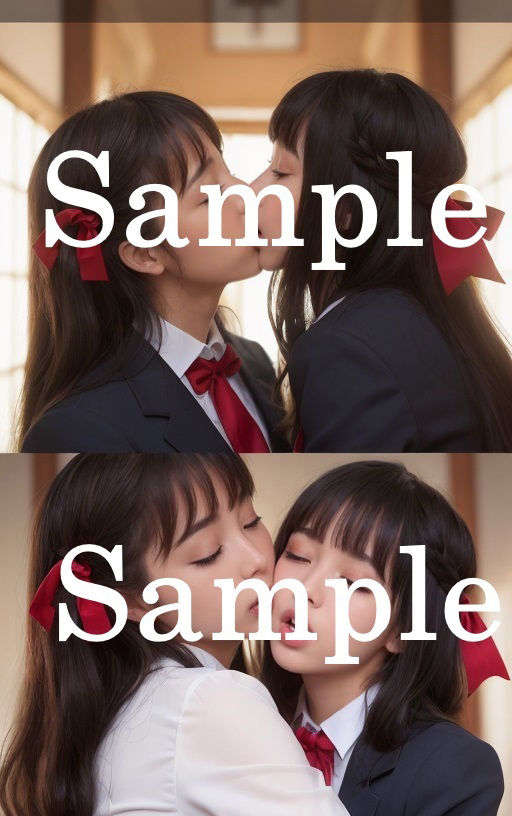 女子校生 百合キス 【AIアートイラスト集】 サンプル4ページ目