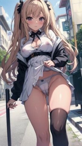 路上で女の子達がバレないように見せてくる サンプル2ページ目