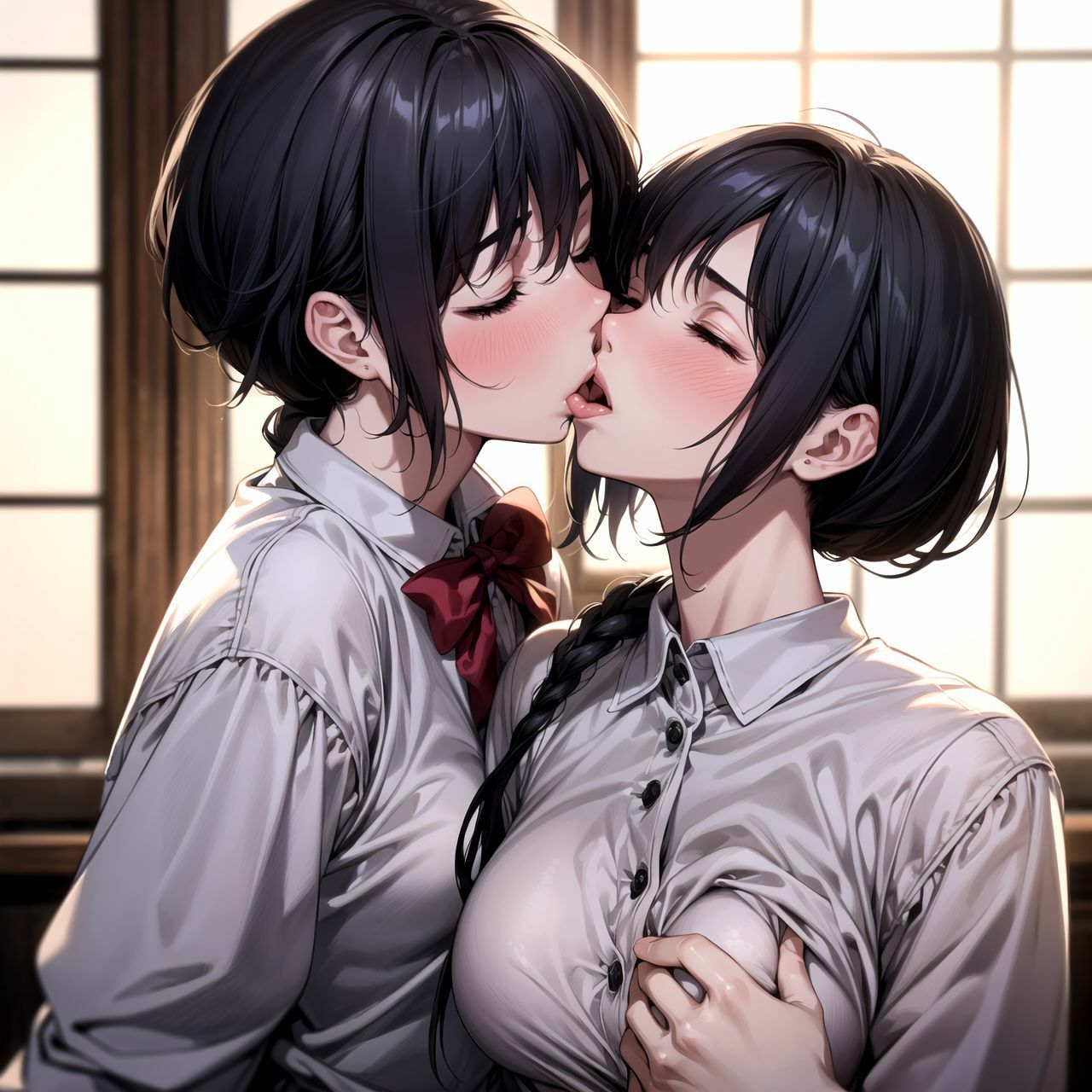 【百合】女子校生がキスするイラスト集 サンプル1ページ目