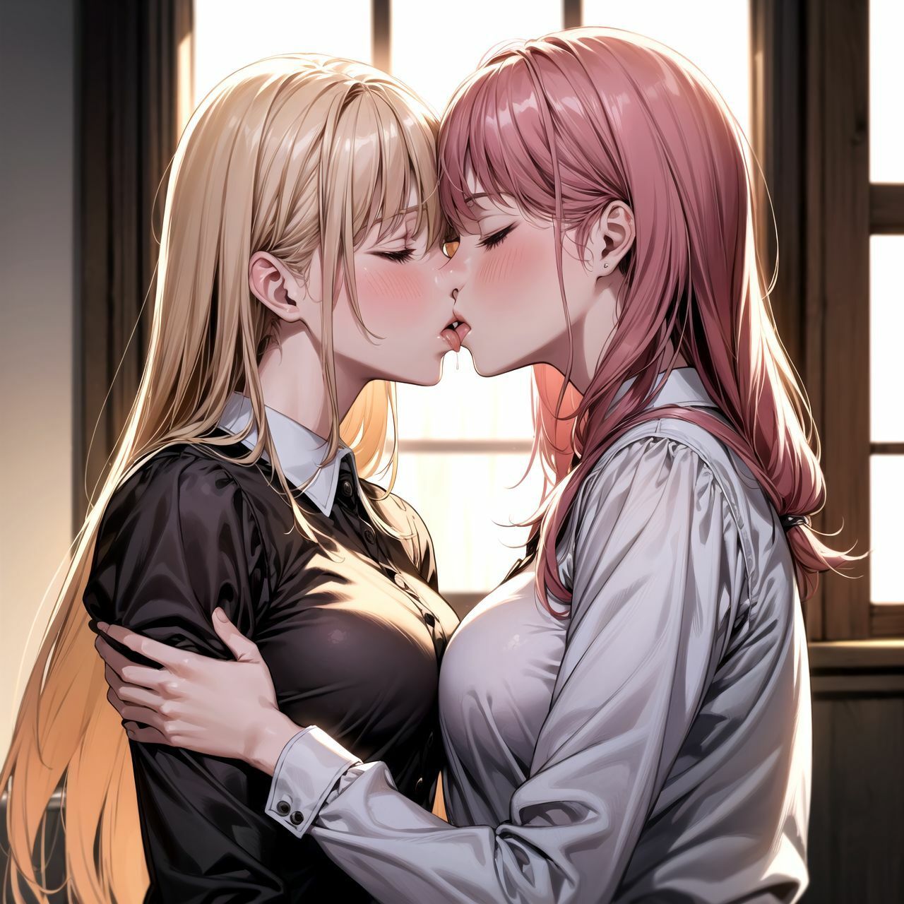 【百合】女子校生がキスするイラスト集 サンプル2ページ目